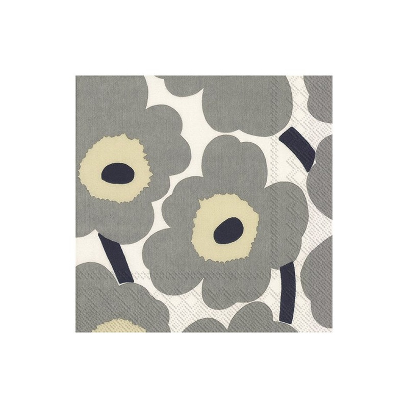 Unikko Grey Paper Napkins - Lunch