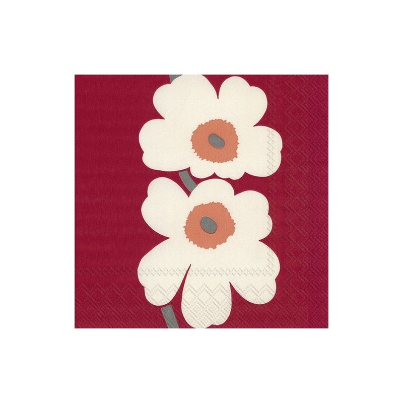 Unikko Red Paper Napkins - Lunch