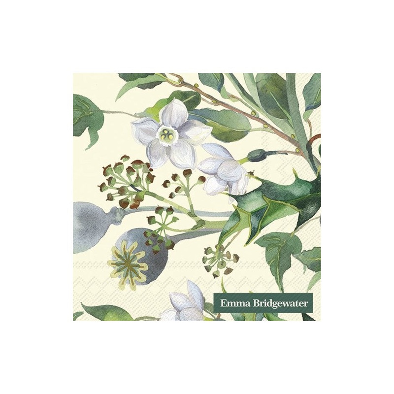 Winter Flowers Paper Napkins - Cocktail