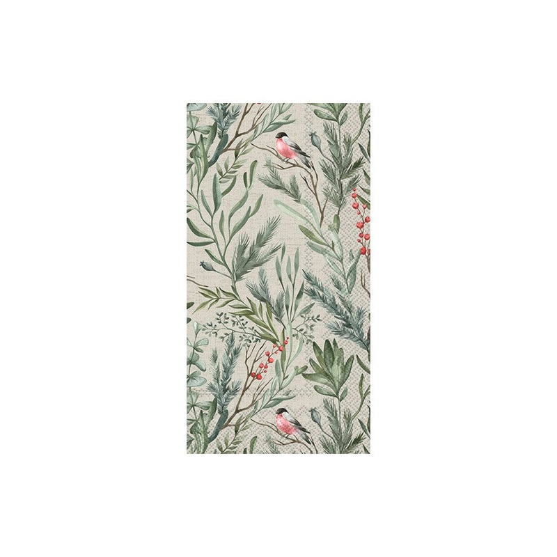 Winter Greens Cream Paper Napkins - Buffet/Guest