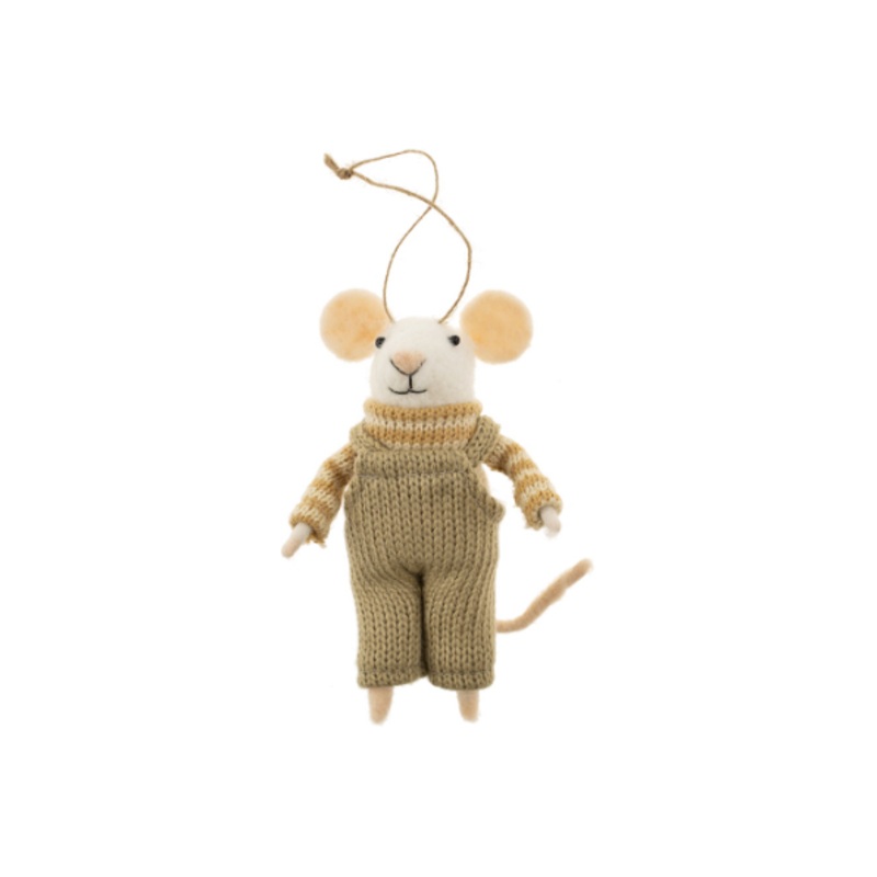 Overalls Olive Mouse Ornament