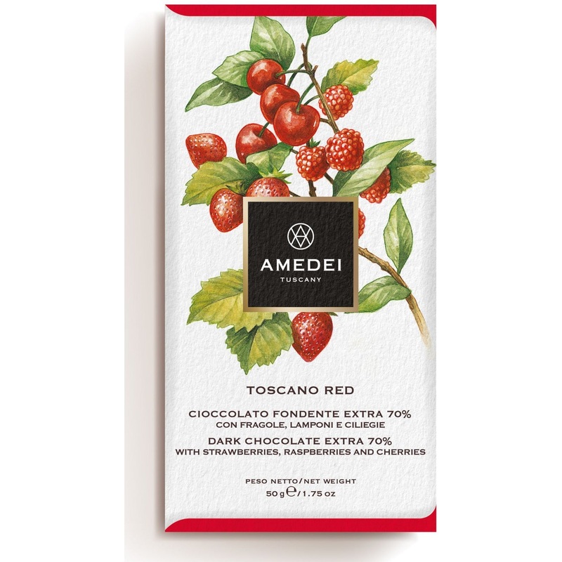 Amedei Dark Chocolate with Strawberries, Raspberries & Cherries