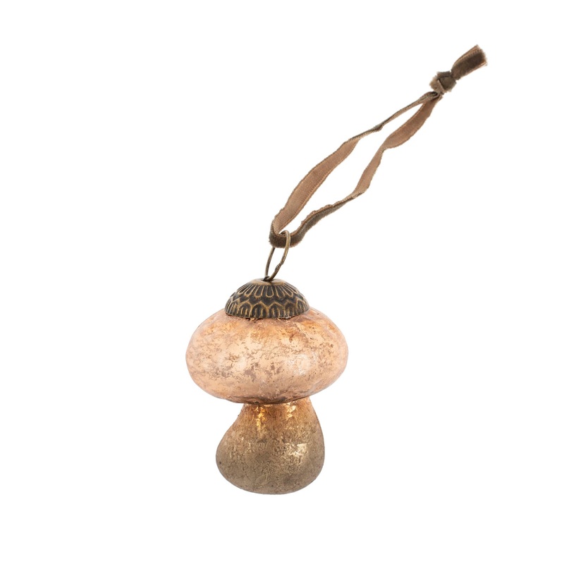 Blush Glass Mushroom Ornament