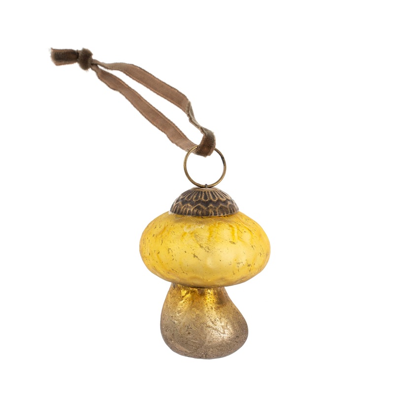 Gold Glass Mushroom Ornament