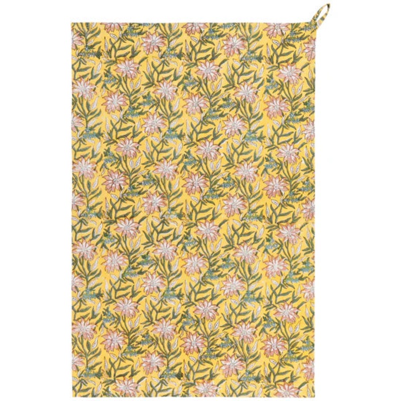 Block Print Tea Towel - Clematis