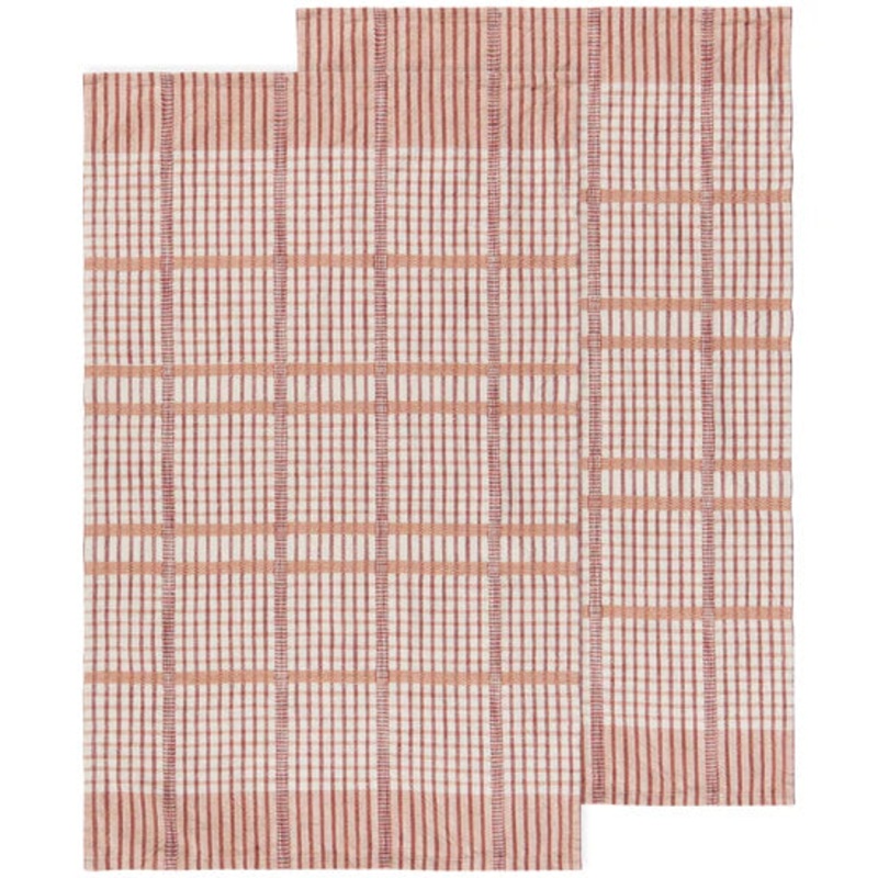 Check Dishtowels Set - Bisque