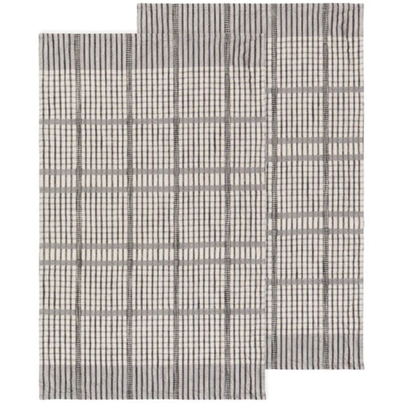 Check Dishtowels Set - Pewter