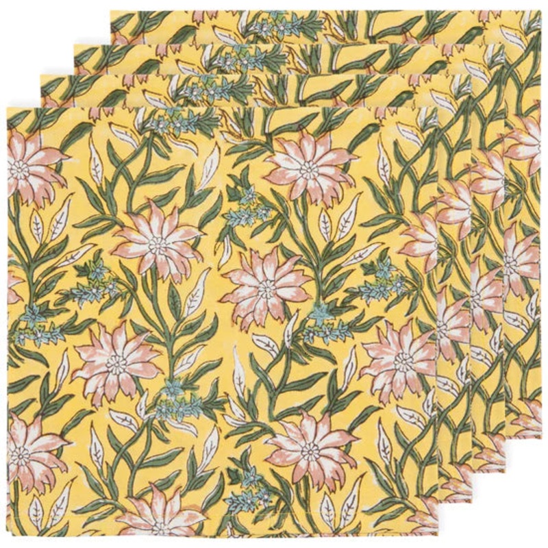 Clematis Block Print Napkins Set