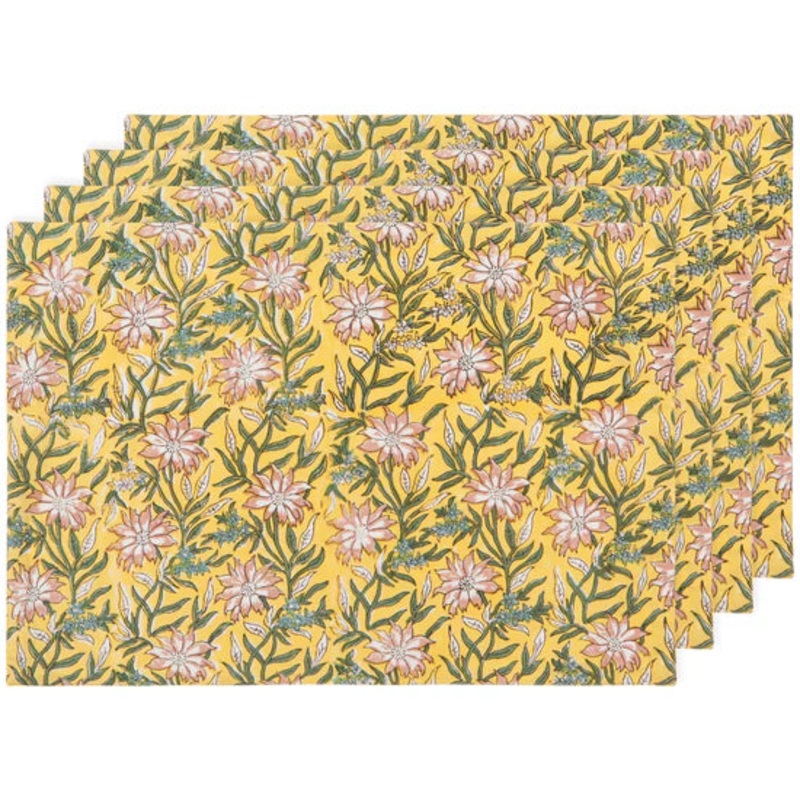 Clematis Block Print Placemats Set