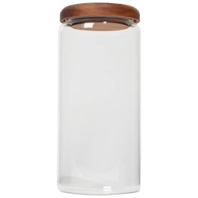 Large Acaica Wood Glass Jar