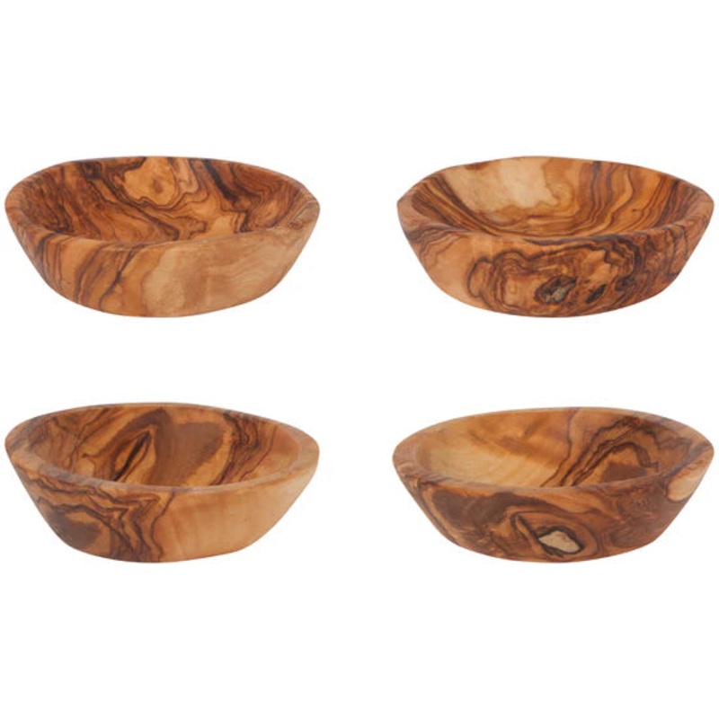 Olive Wood Pinch Bowls Set/4