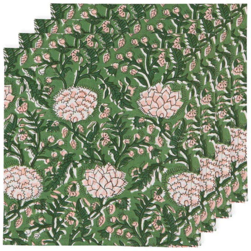 Peony Block Print Napkins Set
