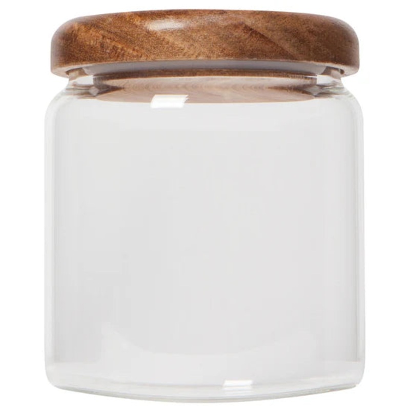 Small Acaica Wood Glass Jar