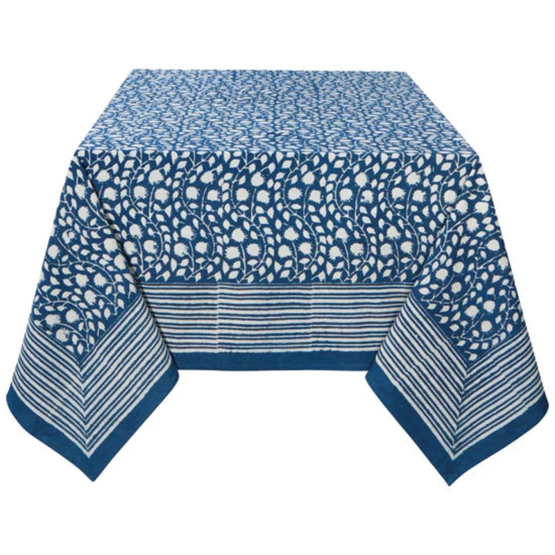 Vinebloom Block Print Tablecloth 60" x 90"