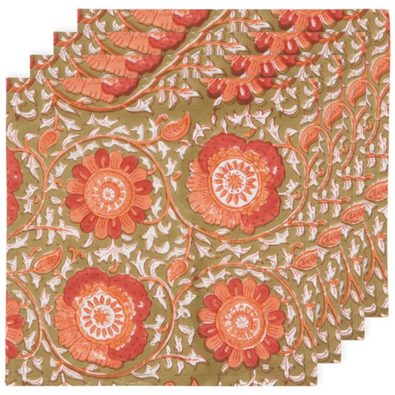 Zinnia Block Print Napkins Set