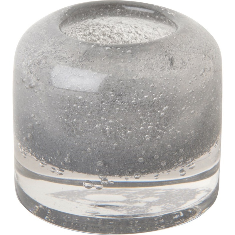 Grey Glass Tea Light Holder