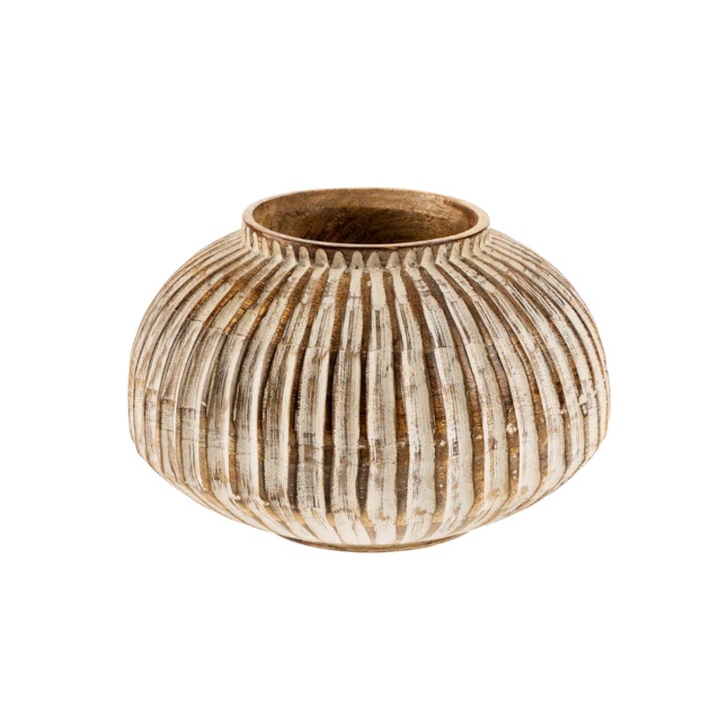 Small Esme Carved Wooden Vase