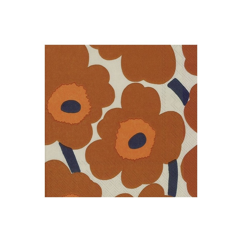 Unikko Terracotta Paper Napkins - Cocktail