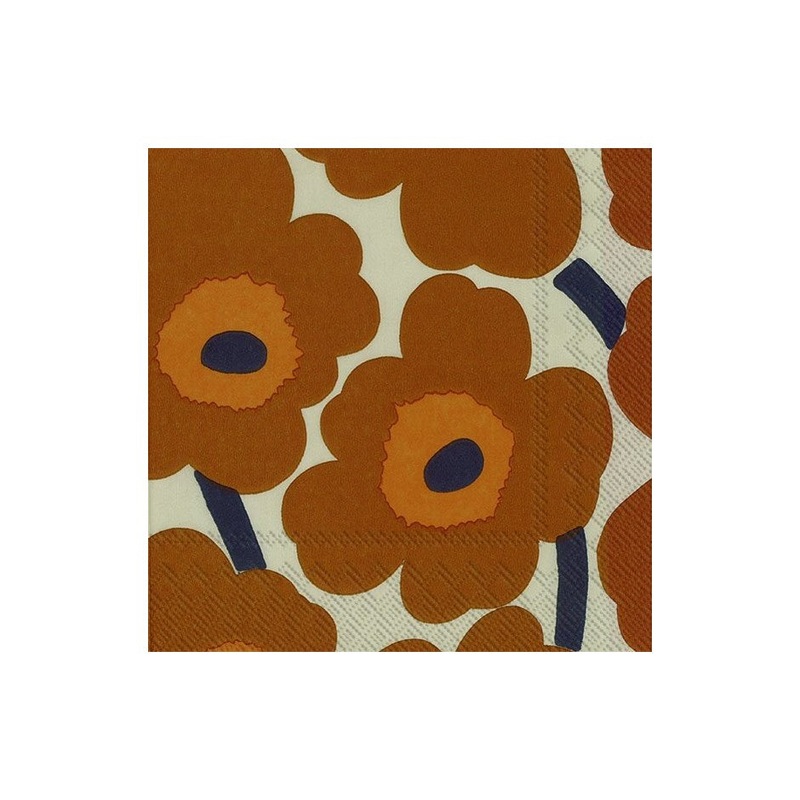 Unikko Terracotta Paper Napkins - Lunch