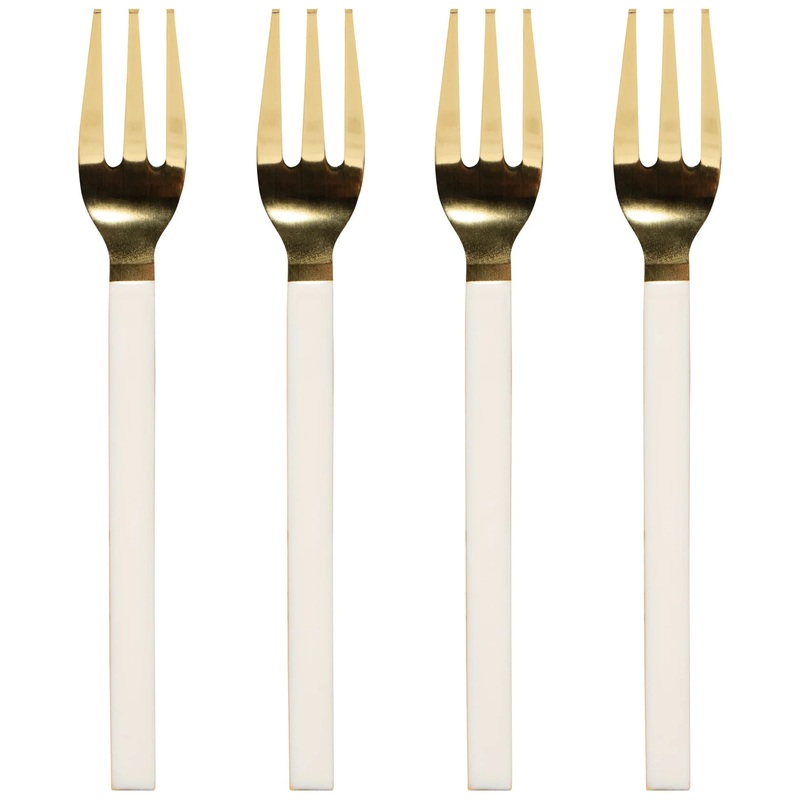 Dessert Fork Set - Ivory/Gold