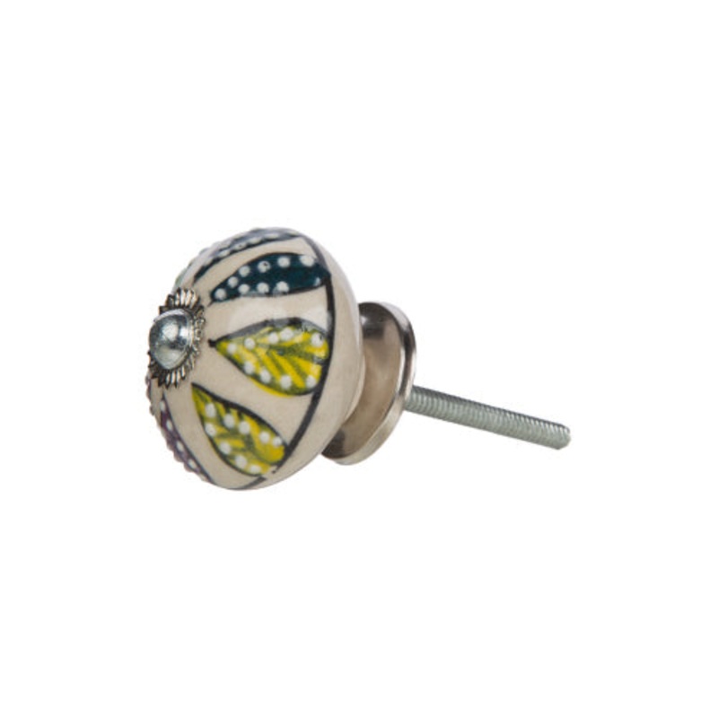Dotted Leaves Painted Knob