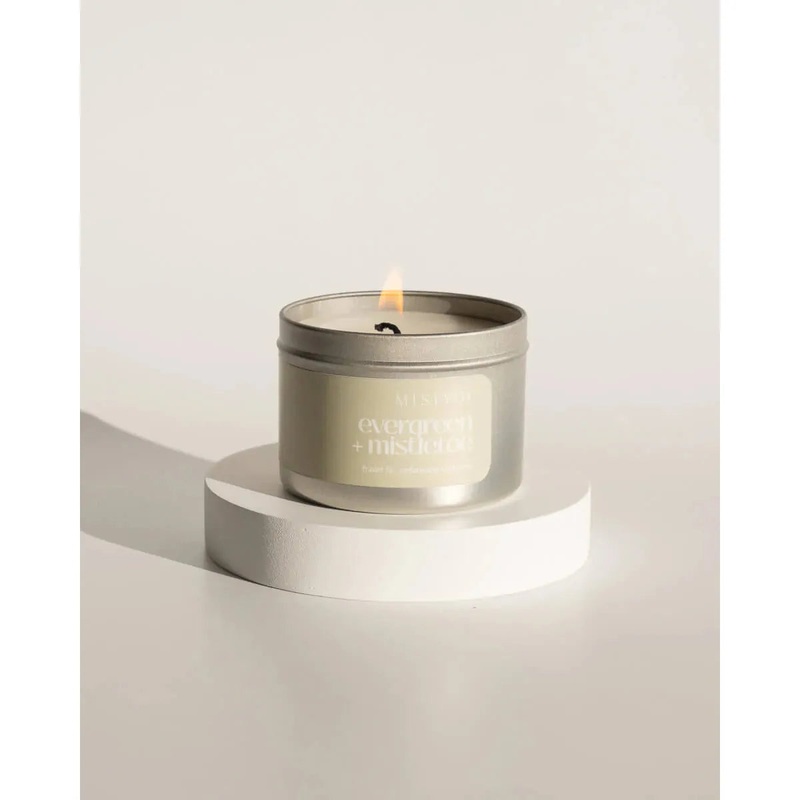 Misiyo Candle - 6oz Tin - Evergreen + Mistletoe