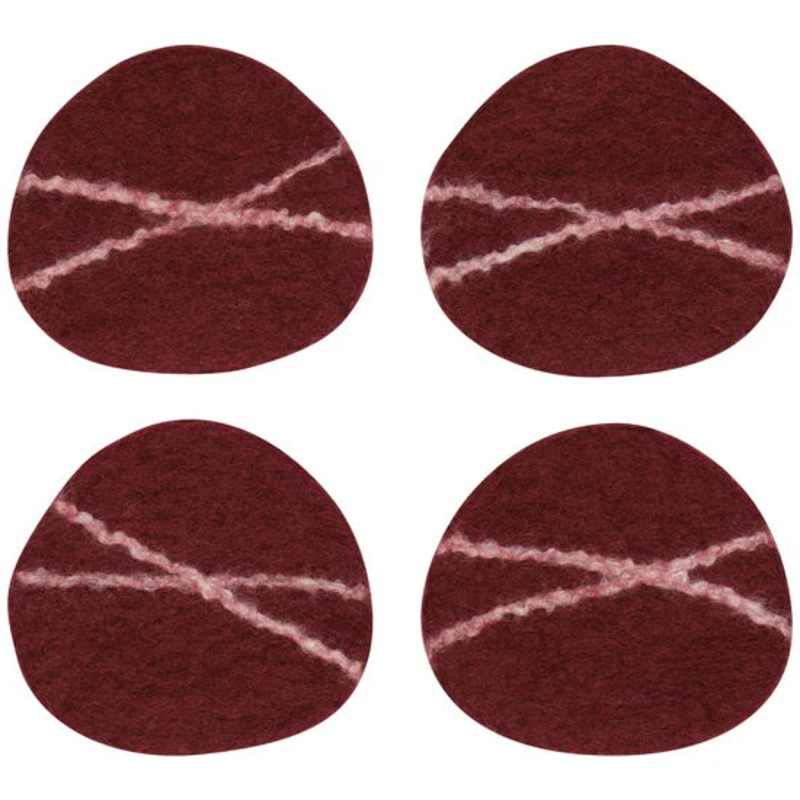 Striato Felt Coaster Set - Garnet