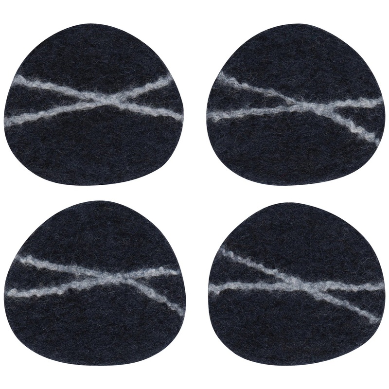 Striato Felt Coaster Set - Midnight