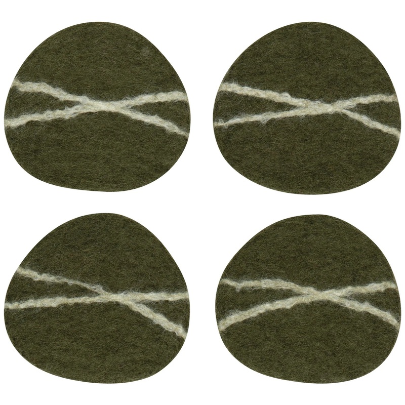 Striato Felt Coaster Set - Olive Branch