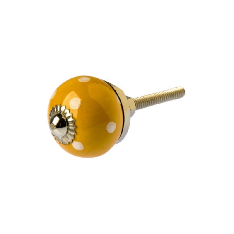 Yellow Dots Painted Knob