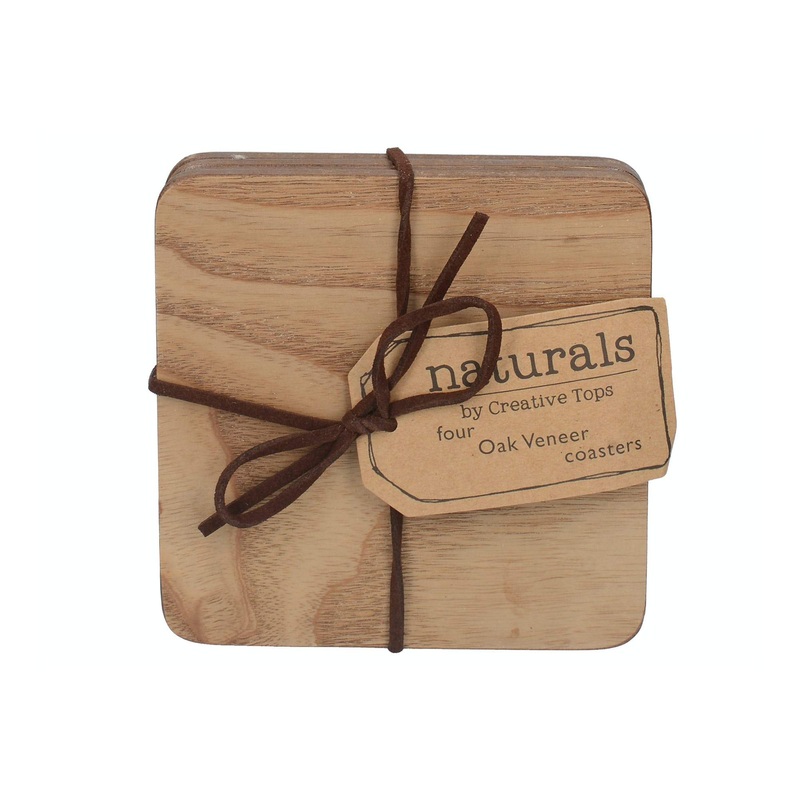 Naturals Set of 4 Wooden Coasters - Light Wood