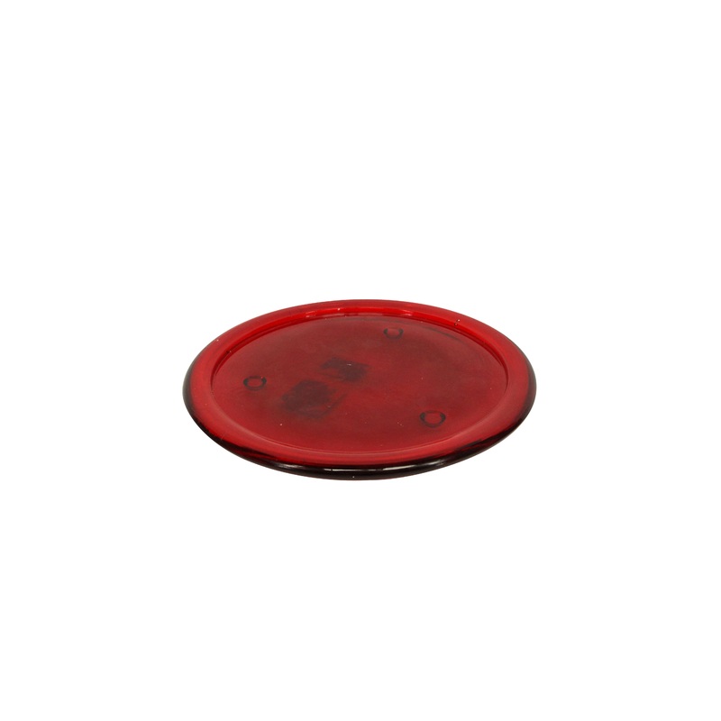 Large Glass Candle Dish - Red