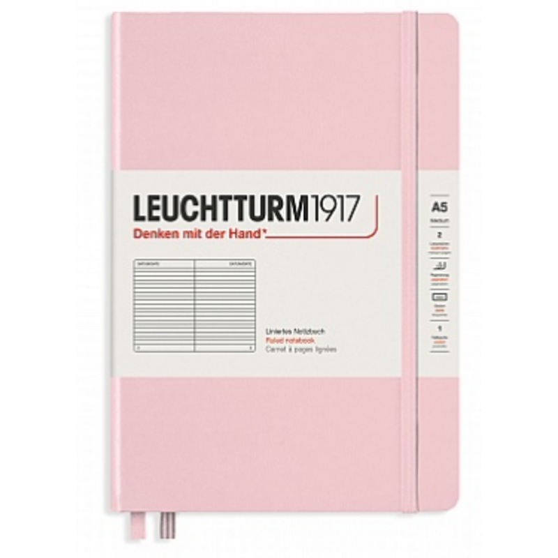 Leuchtturm A5 Hardback Ruled Notebook - Powder Pink
