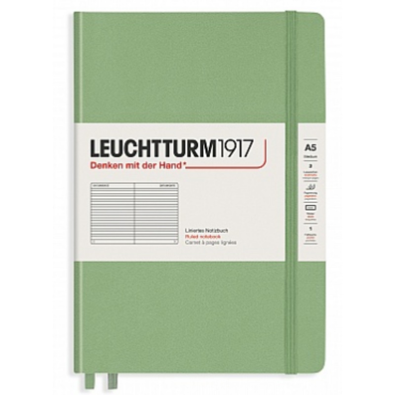 Leuchtturm A5 Hardback Ruled Notebook - Sage Green