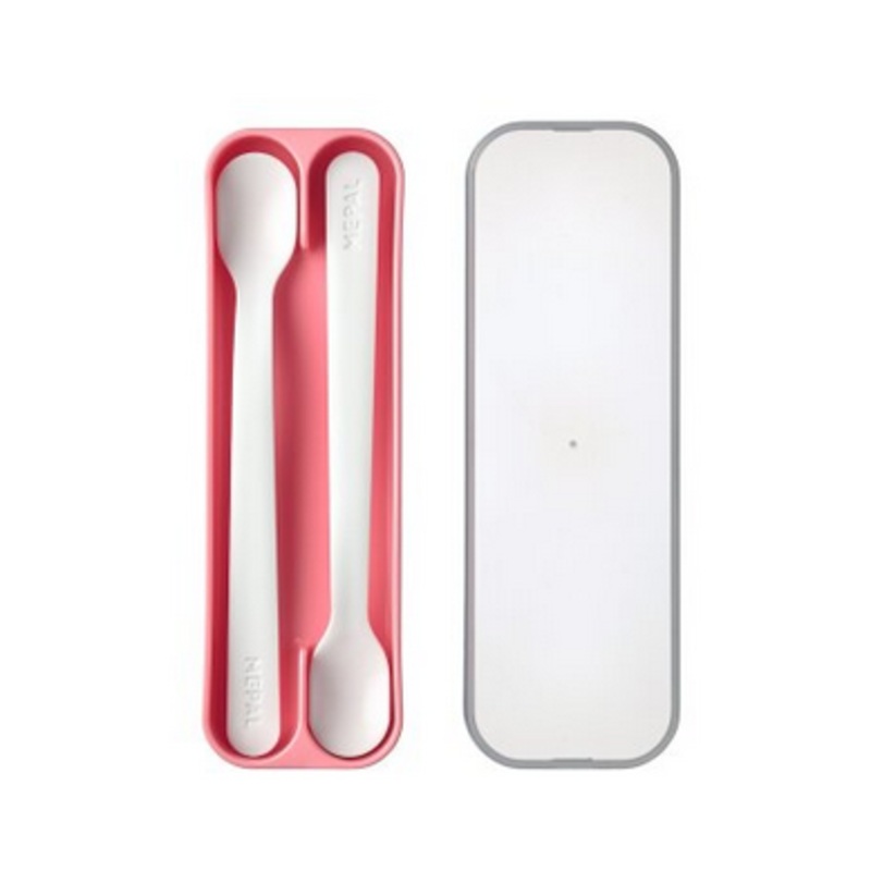 Mepal Mio Feeding Spoon Set of 2 - Deep Pink