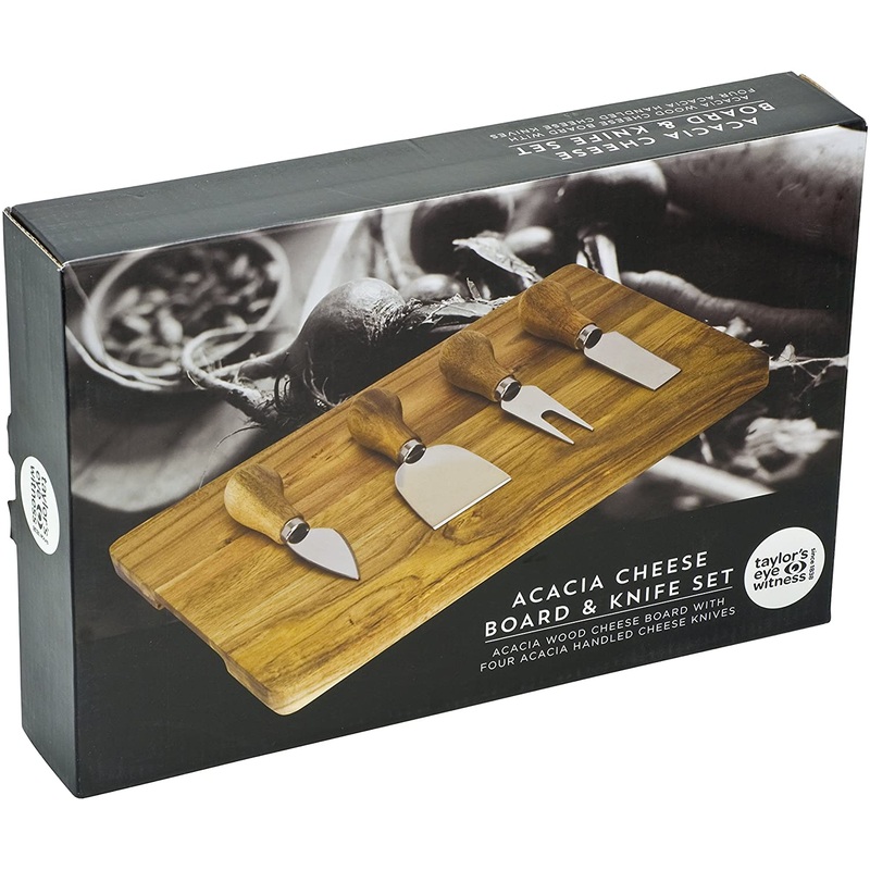 Taylor's Eye Witness Acacia 4 Piece Cheese Knife Set and Board