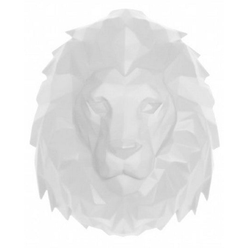 Wall hanger Origami Lion polyresin matt white