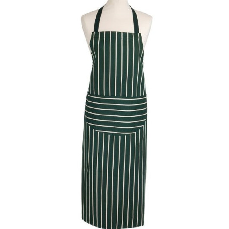 Dexam Long Butchers Stripe Apron - Racing Green