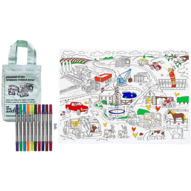 Working wheels placemat to go