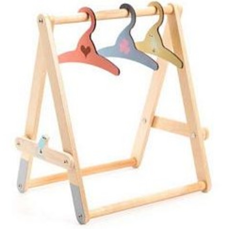Djeco POMEA Doll's Clothes Rack & 3 Hangers