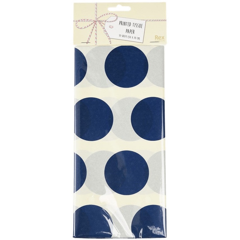 Rex Tissue Paper (10 Sheets) - Navy on White Spotlight