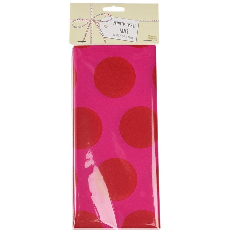 Rex Tissue Paper (10 Sheets) - Red On Pink Spotlight