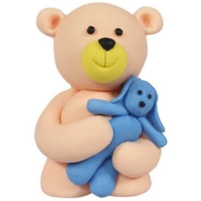 Teddy with Blue Rabbit Cake Topper