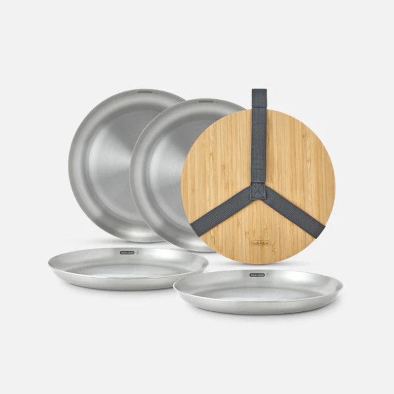 Black & Blum Stainless Steel Picnic Plate Set of 4
