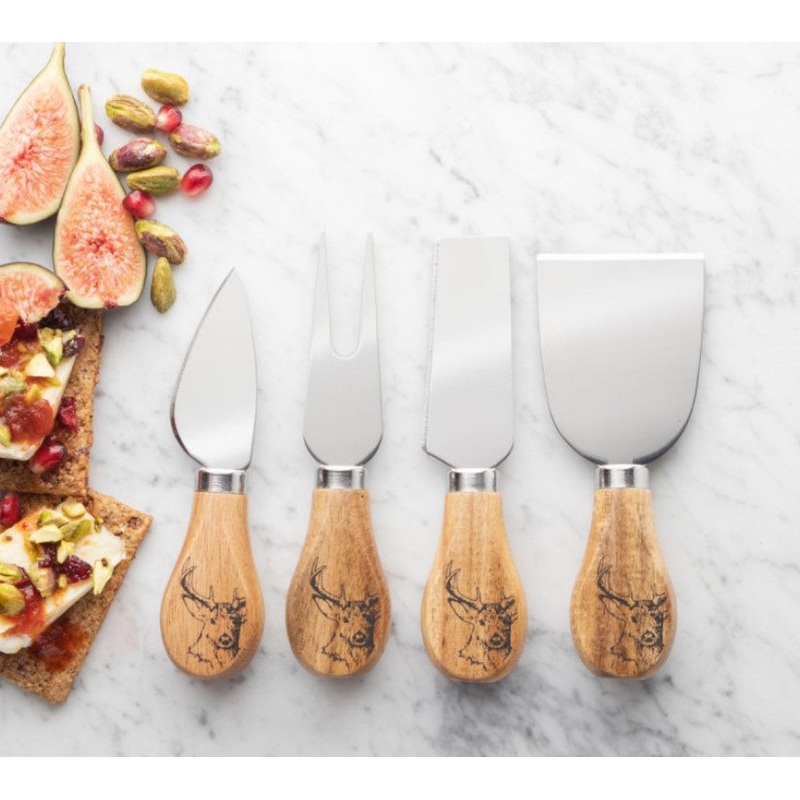 Taylor's Eye Witness Acacia 4 Piece Cheese Knife Set - Stag