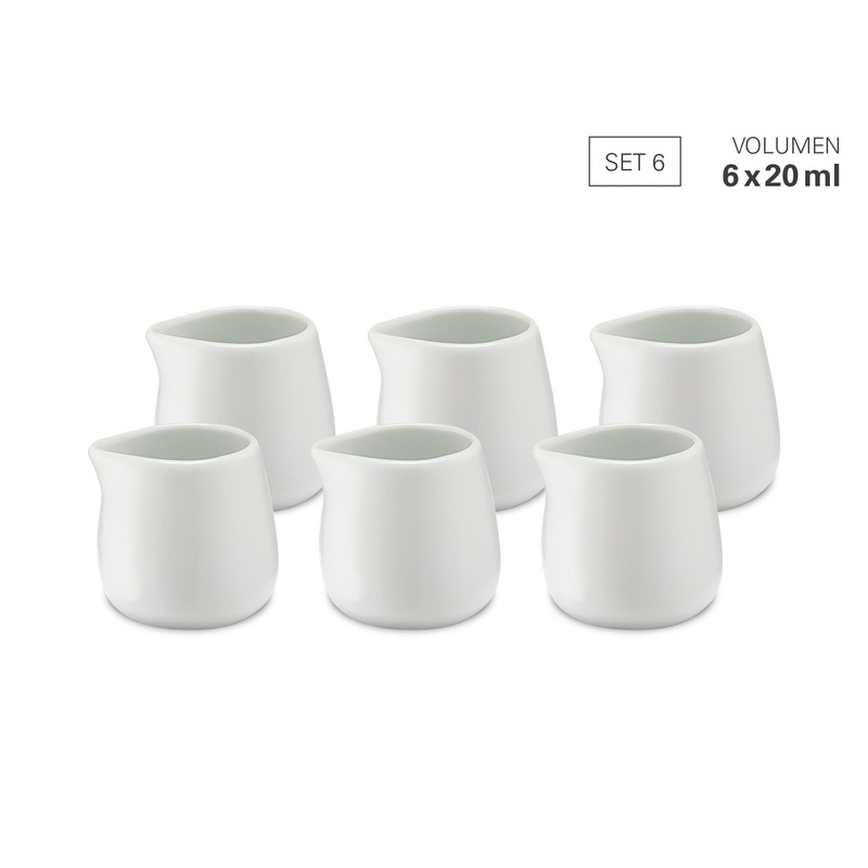 Weis Mini Milk Jug White Porcelain 20ml Set of 6
