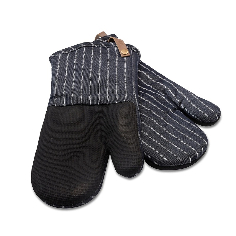 Neoprene Oven Mitts Denim Pinstripe