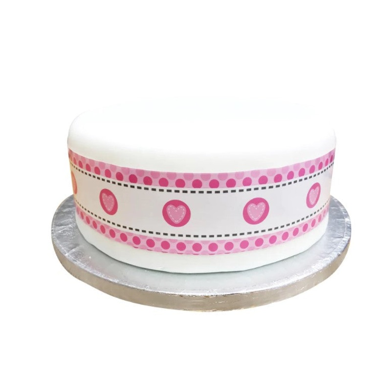 Anniversary House Cake Frill  - Heart Stitch Pink