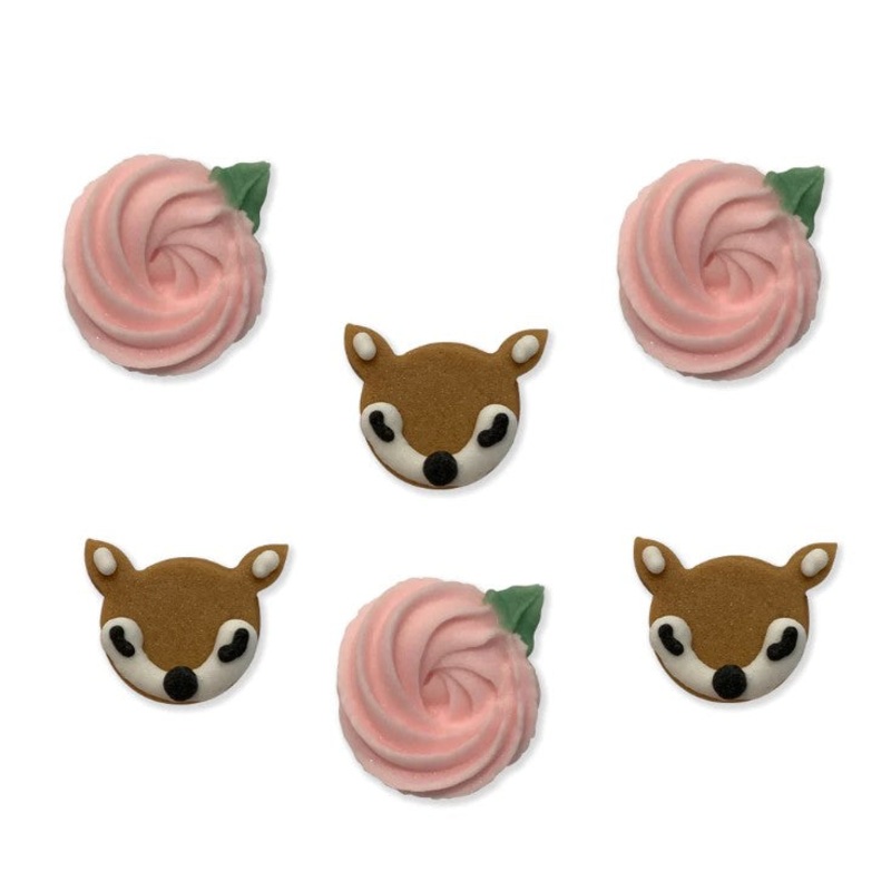 Anniversary House Sugar Decorations Deer & Flowers