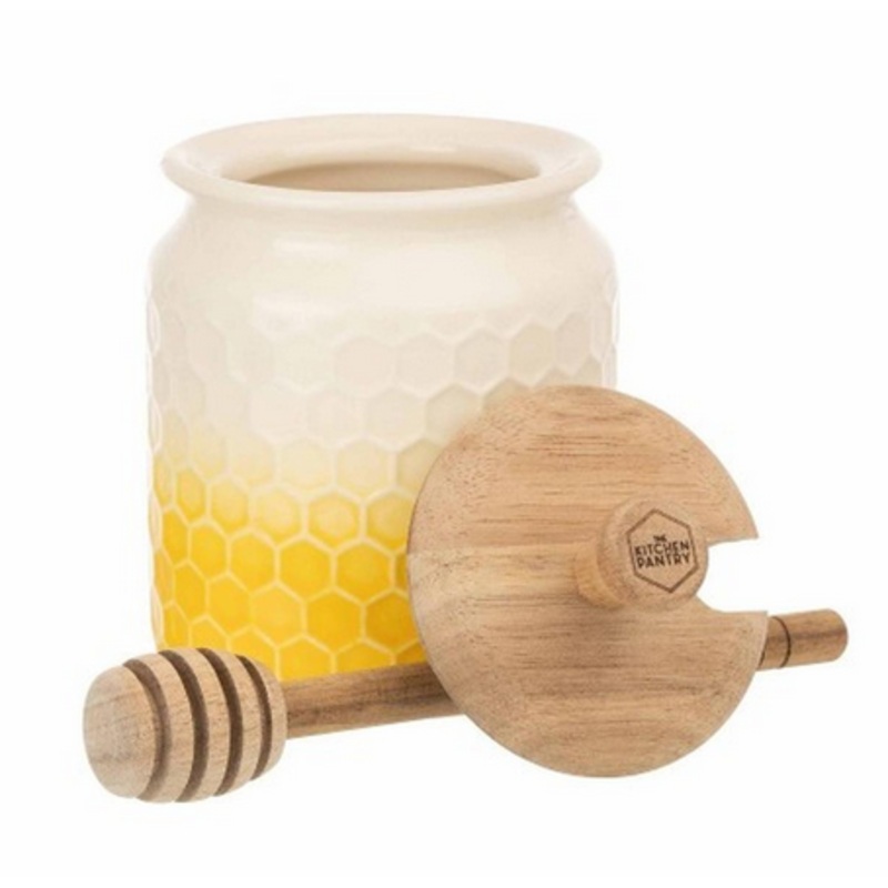 Kitchen Pantry Honey Pot With Drizzler - Yellow